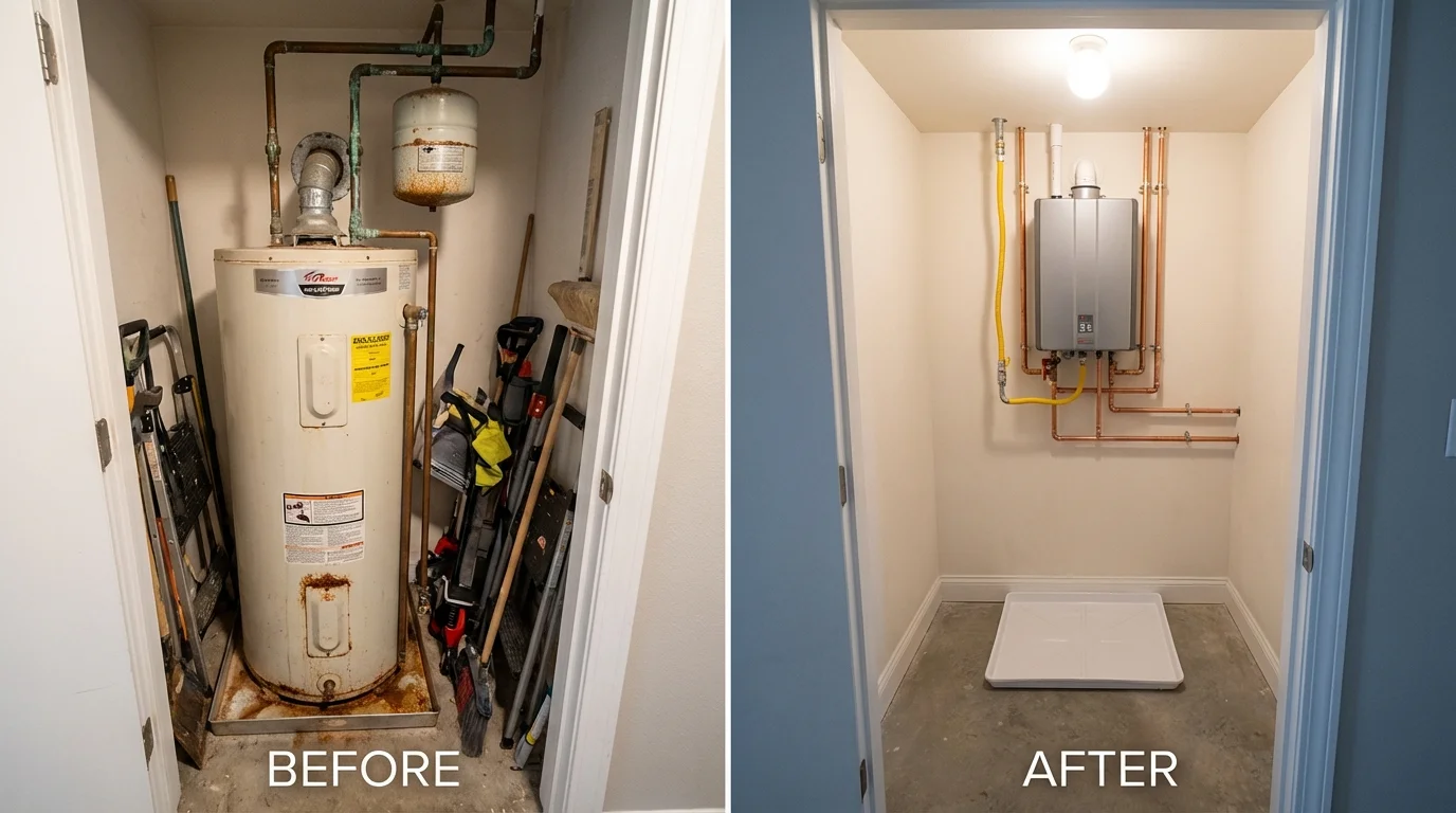 Tank water heater versus wall-mounted tankless unit comparison for Langley, WA homeowners