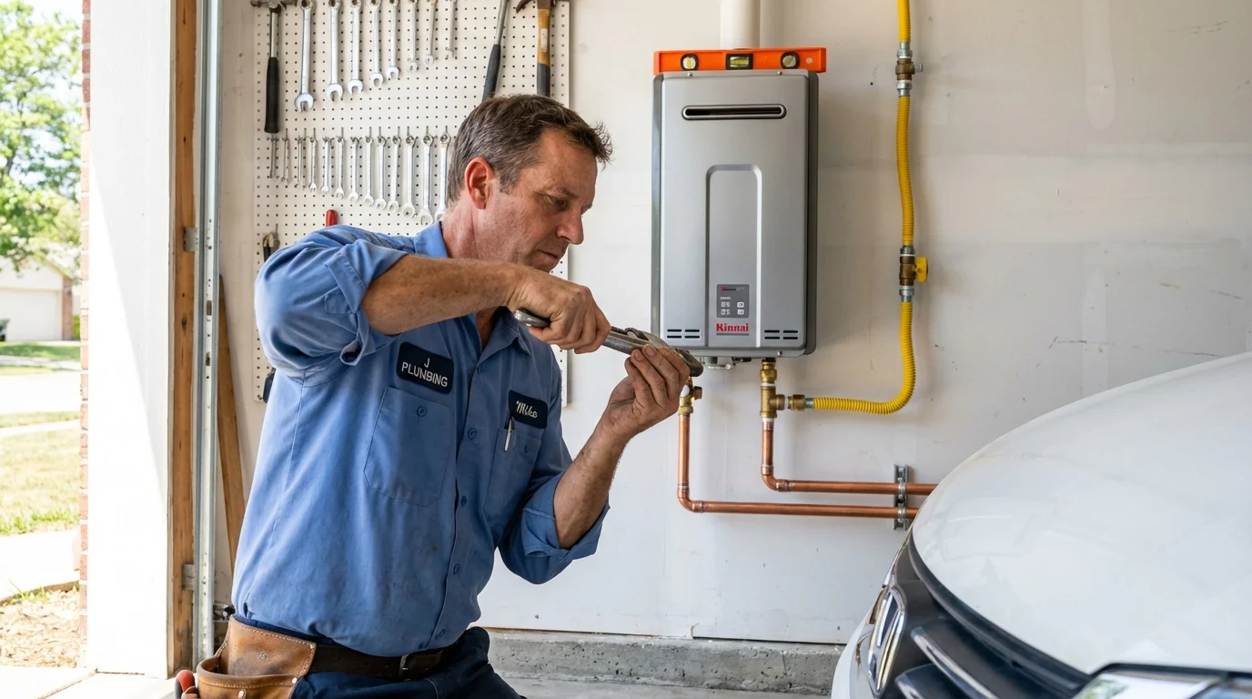 Tankless water heater installation by a Johns Plumbing LLC plumber in Langley